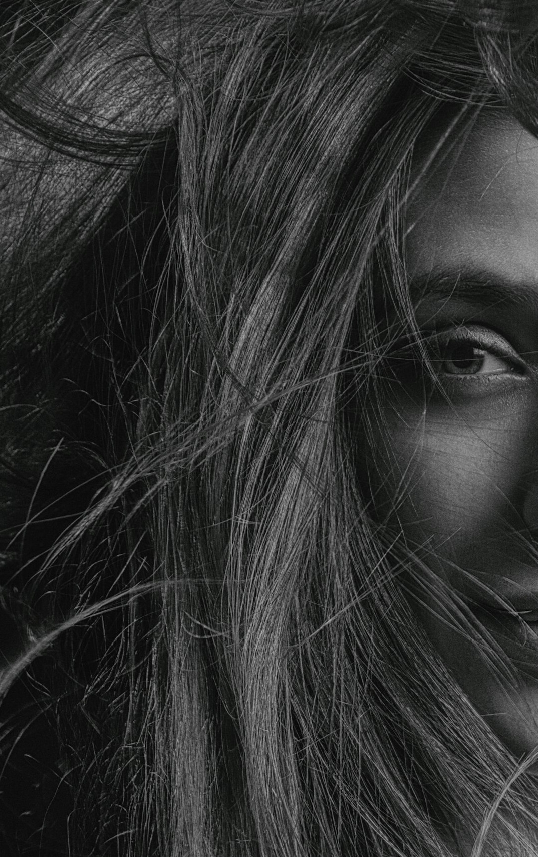 Portrait of a woman with long hair