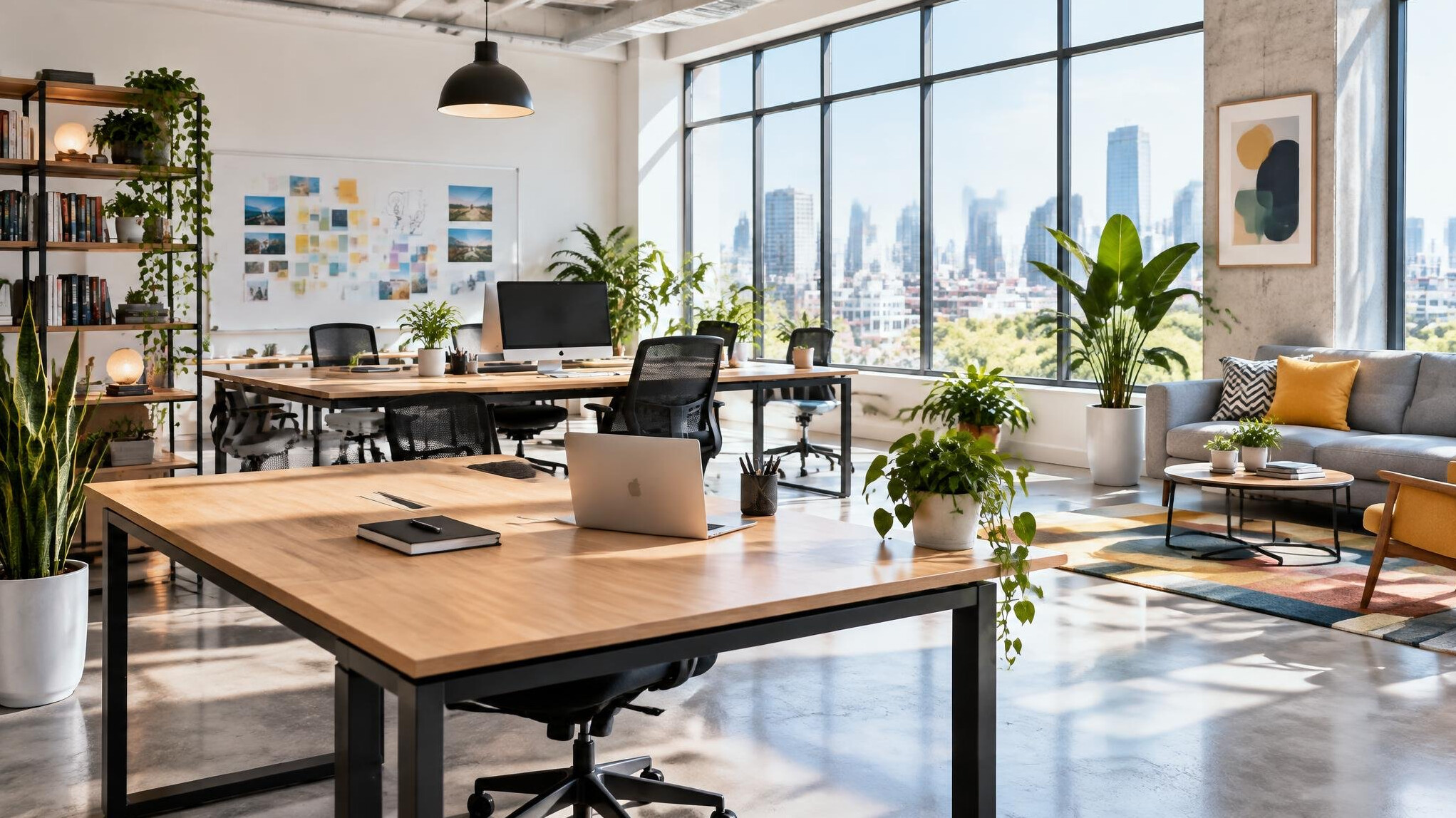 Bright modern office with large windows